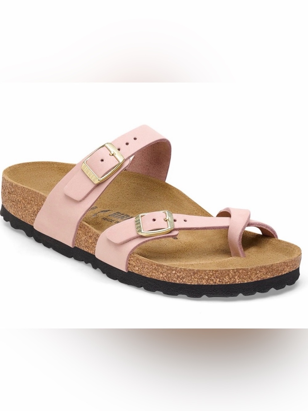 Birkenstock Women's Light Pink Two-Strap Cork Toe-Loop Sandal